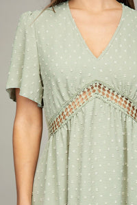V neck Dress with Lace Trim - The Closet Factor
