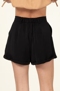 Pleated Cuff Hem Shorts - The Closet Factor