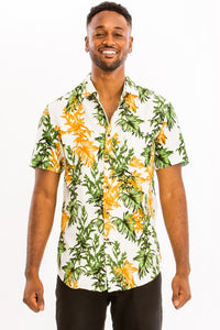 Men's Print Hawaiian Short Sleeve Button Up Shirt - The Closet Factor