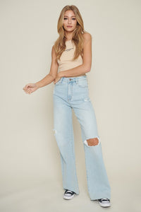Distressed Wide Leg Jeans - The Closet Factor