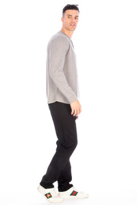 Men's Long Sleeve Henley Light Grey - The Closet Factor