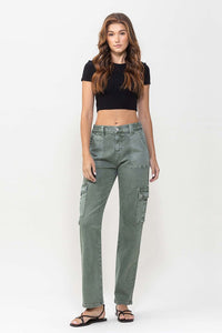 Mid Rise Straight Jeans With Cargo Pocket - The Closet Factor